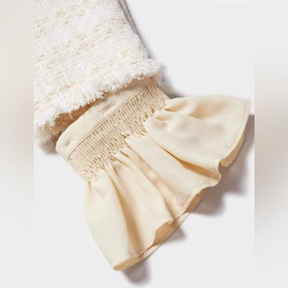 🩷 Mango, Tweed jacket with ruffled cuffs - Ecru. Size: S (US). NWT. - Picture 11 of 12